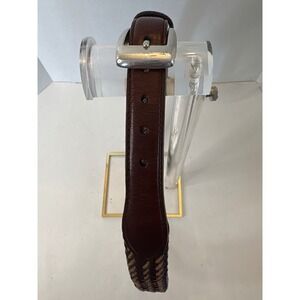 Brighton Mens Braided Leather Cord Belt Brown Navy Tan Silver Buckle M20146 38